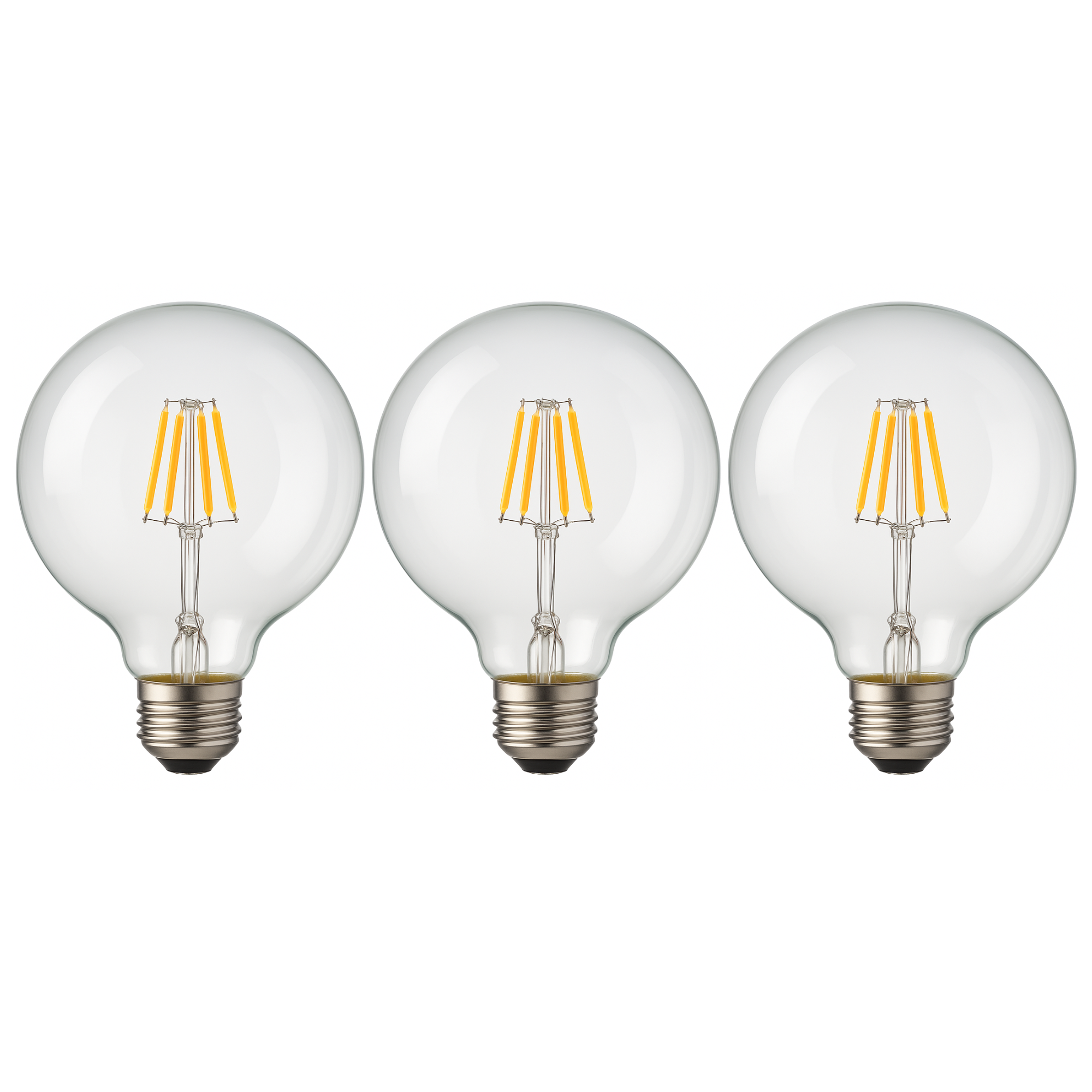 Zestaw 3 sztuk żarówek LED Globo G125 E27 z żarnikiem 8 W 800 lm, przezroczystych i w stylu vintage. Ciepłe światło 2700 K.