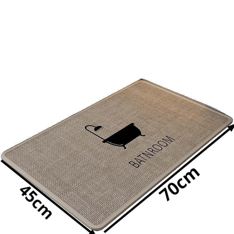 Tapis de salon en lin, tapis de salle de bain, 45 x 70 cm, antidérapant, absorbant, séchage rapide (beige foncé) - 5