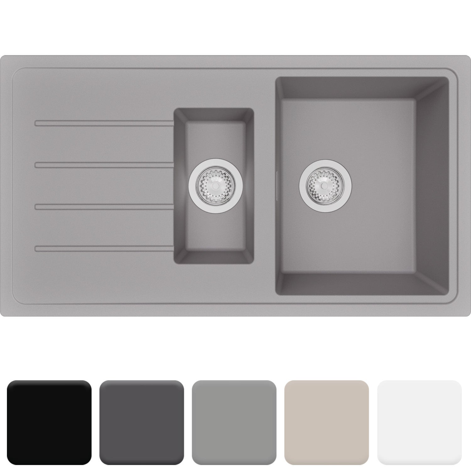 Zlewozmywak 90x50cm, do szafki od 60cm + Syfon - Ametyst Szary STONESTYLE