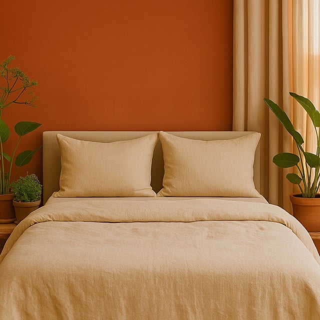 Parure de Lit en Gaze de Coton 240 x 220 cm - Sable