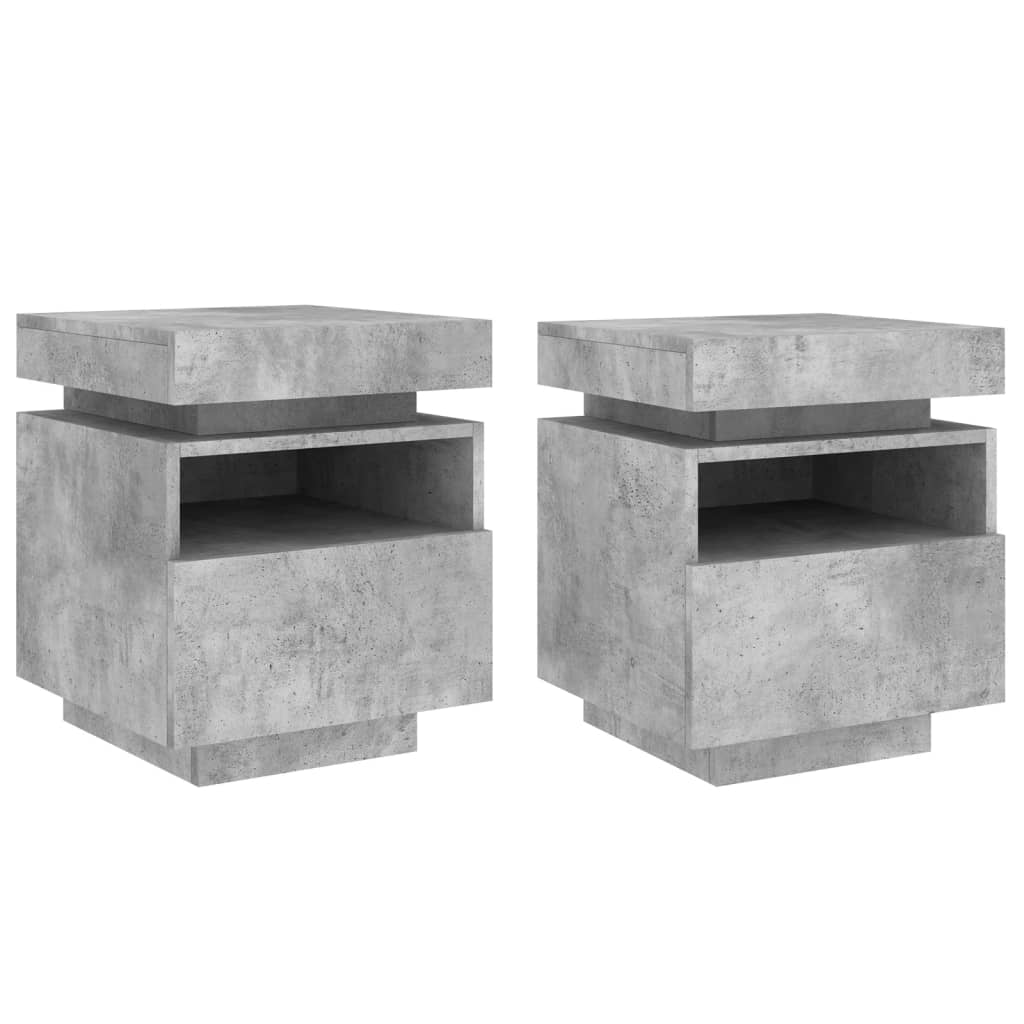 Lot De Tables De Chevet Table D Appoint Table De Nuit Avec Lumi Res Led Gris B Ton