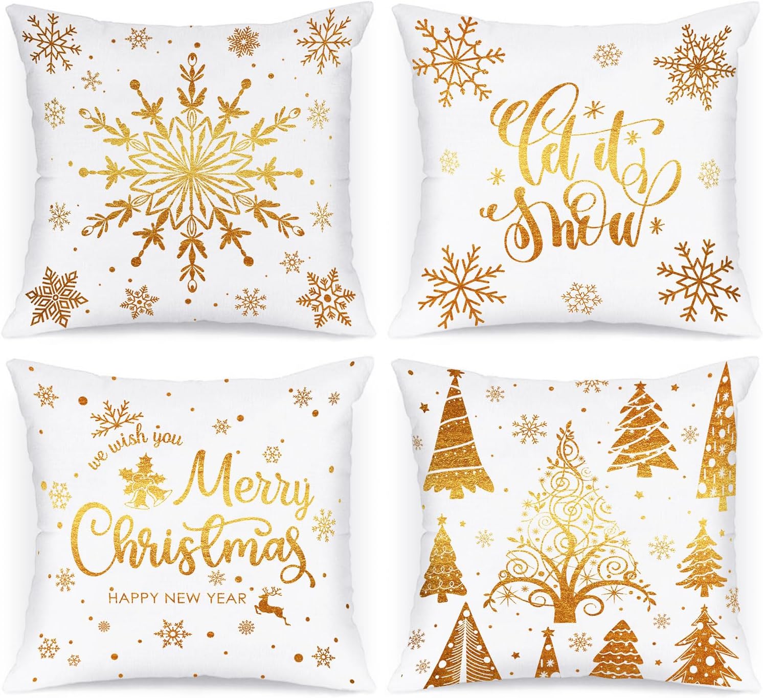 Coussin De Noel ZWJD Lot De 4 Housses De Coussin Décoratives En Lin Pour Chambre à Coucher, Canapé, Chaise, Lit, Jardin (40 X 40 Cm, Gris Housse Coussin 40x40 Automne