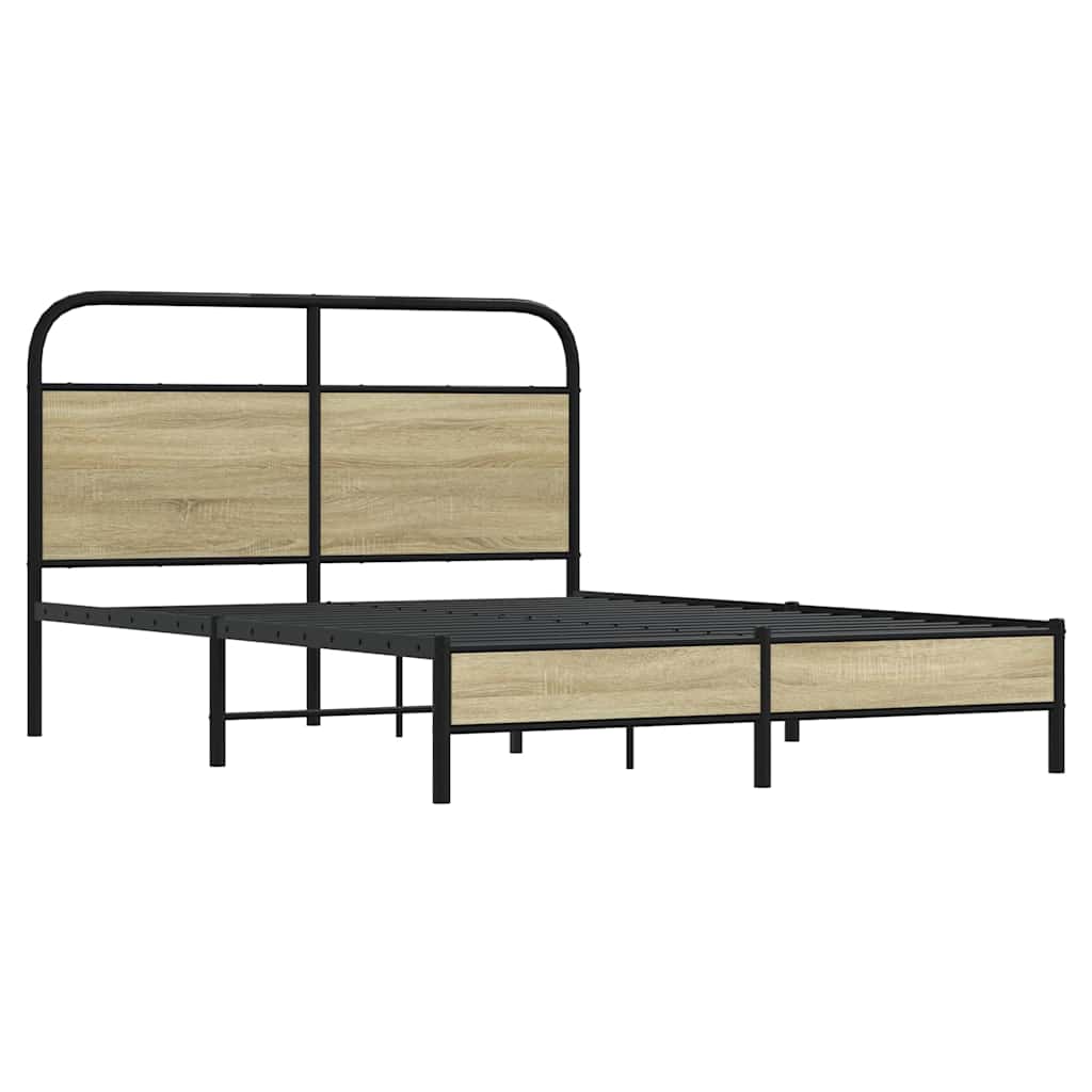 Cama casal | Cama de adulto | Estrutura cama s/ colchão derivados de madeira carvalho sonoma CFW783288 - 3