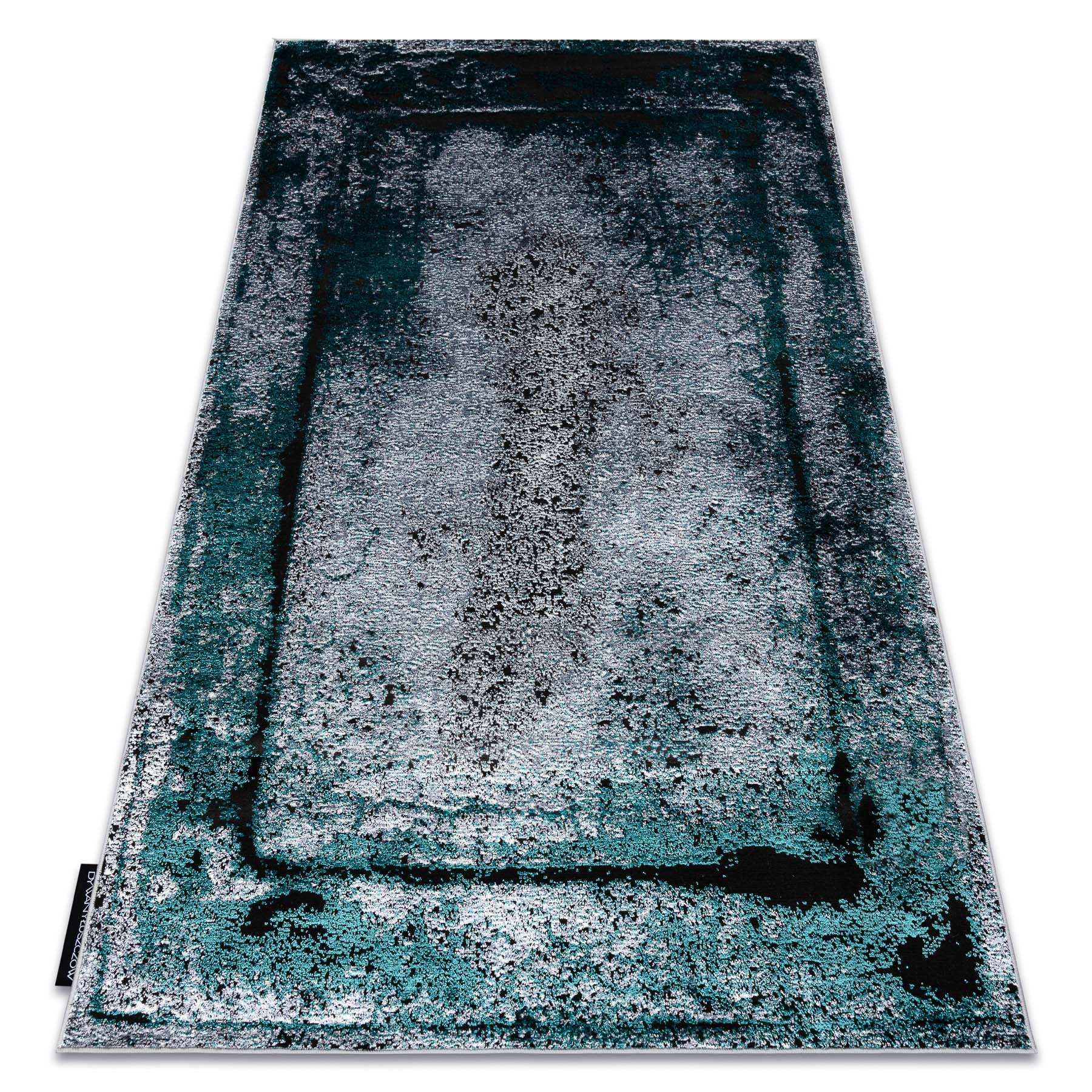 Dywan DE LUXE nowoczesny 624 Ramka - Strukturalny szary / zielony 120x170 cm