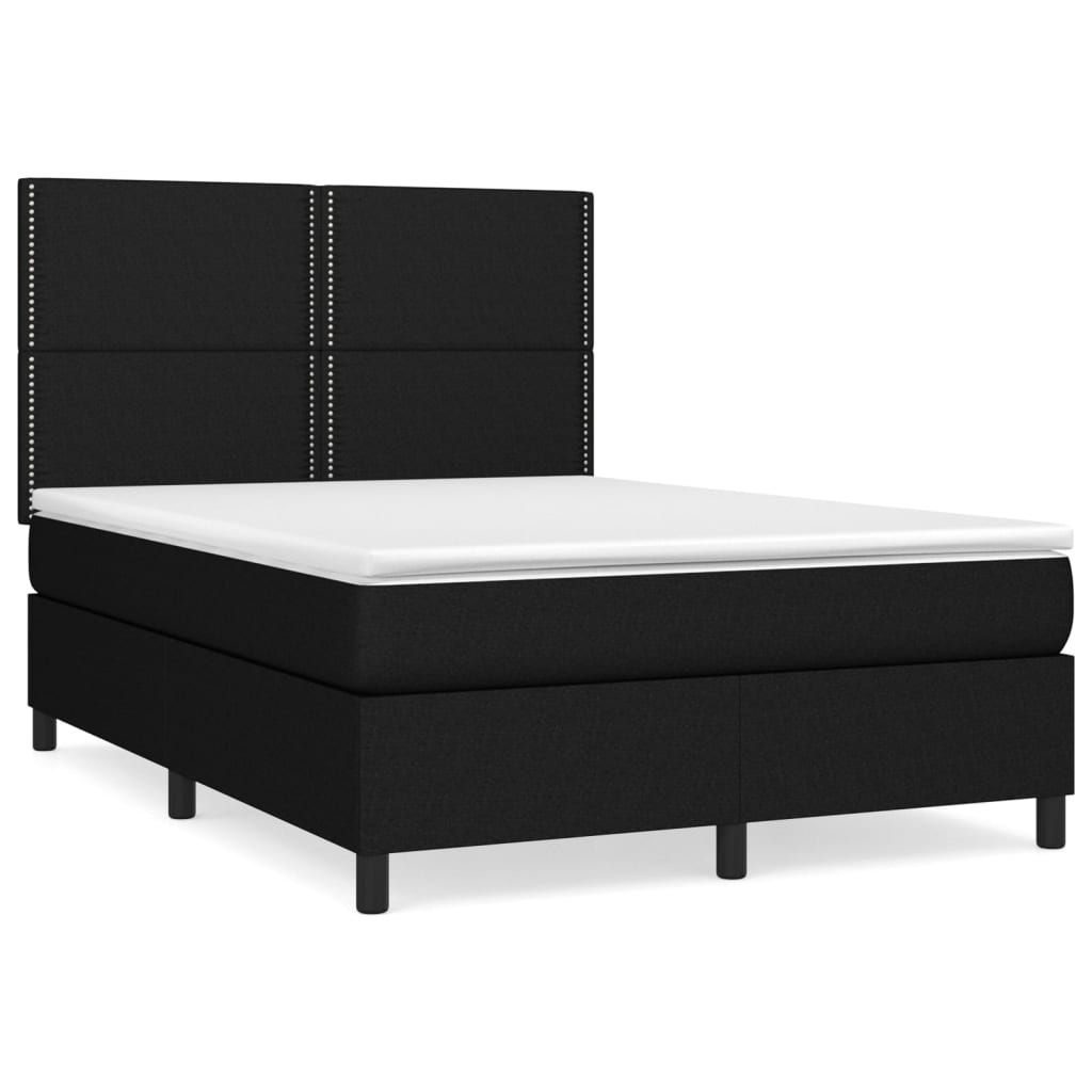 Maison Exclusive - Sommier à lattes de lit avec matelas Noir 140x200 cm Tissu - 2