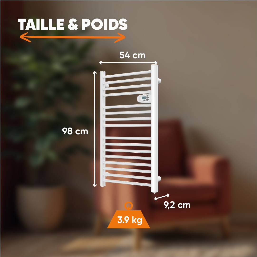 Scaldasalviette elettrico Bestherm HESTIA 500W senza fluido, H.98 x L.54 cm - 5