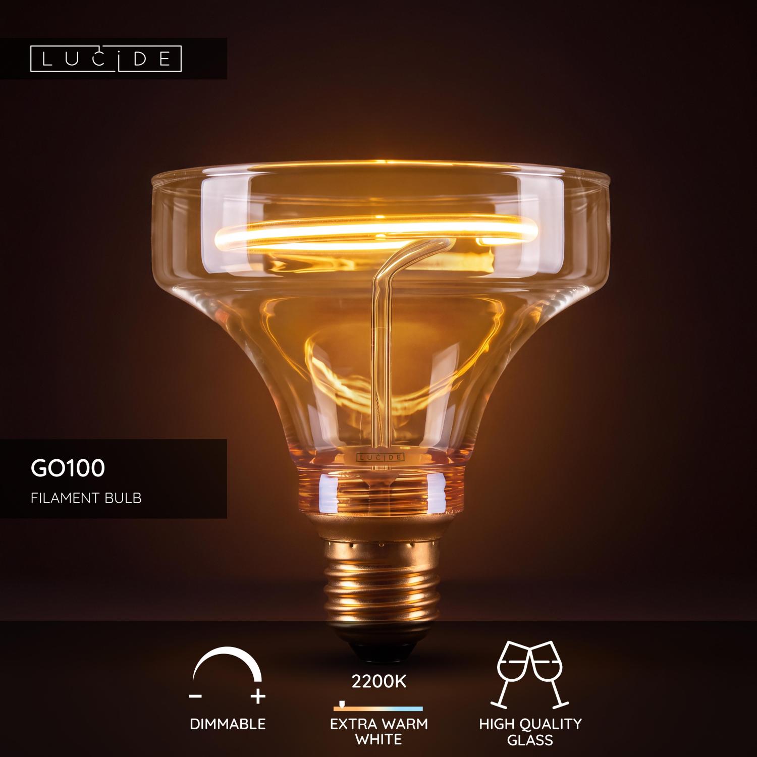 Ampoule filament GO100 - Ambre - 1xE27 - Lucide | Leroy Merlin