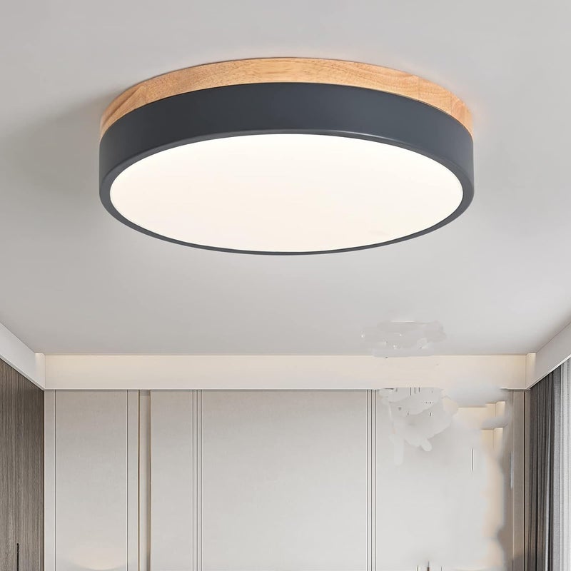 Szara lampa sufitowa nowoczesna okrągła drewniana lampa sufitowa odpowiednia do sypialni lampa sufitowa do korytarza cm białe światło