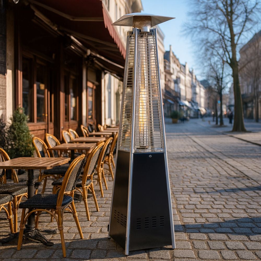 Poêle à gaz Pyramide en acier pour terrasse extérieure avec roues, chauffage, thermopatio Butane ou Gaz Propane 12.5 kw - 196 cm - 4