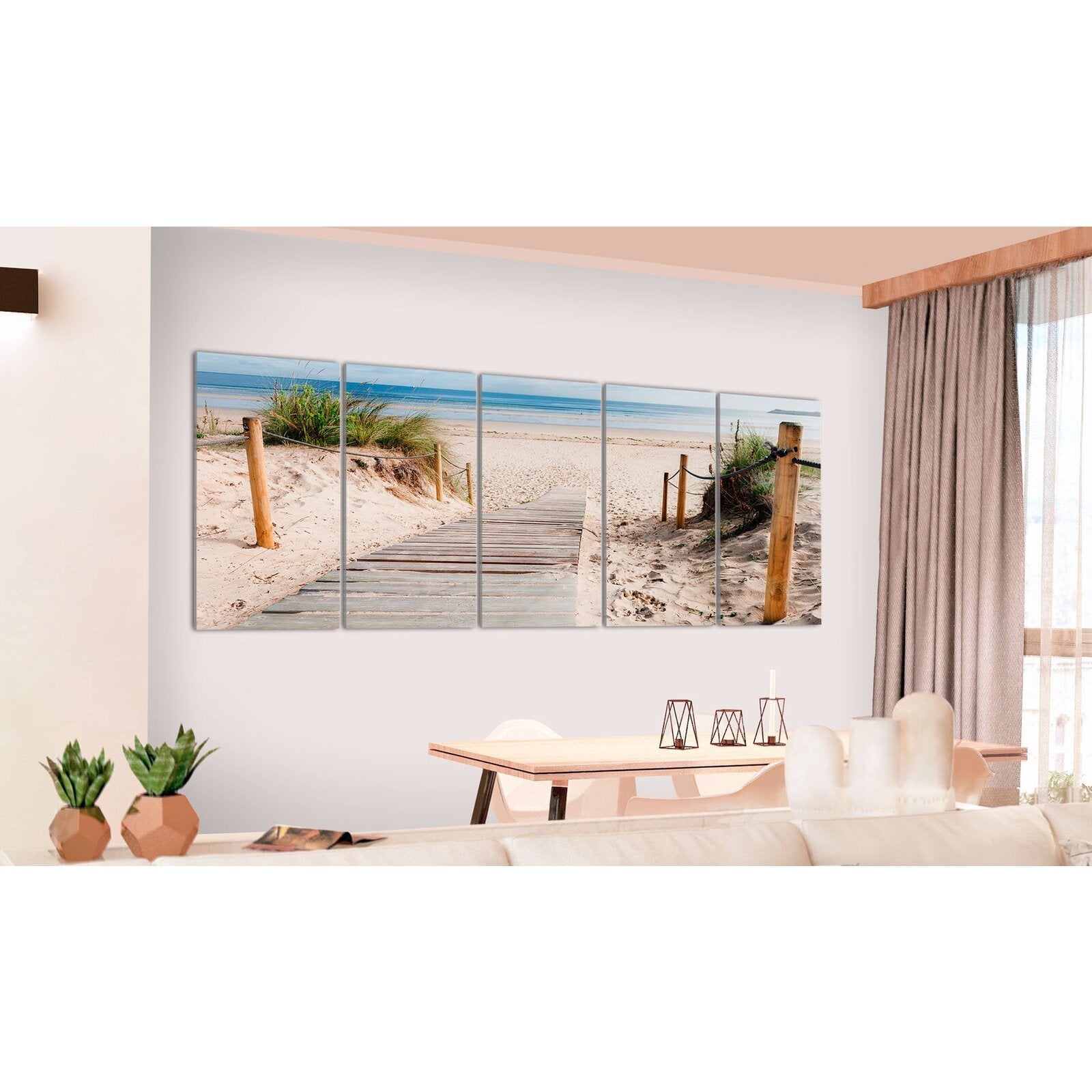 Tableau plage après la pluie - 225 x 90 cm - 2