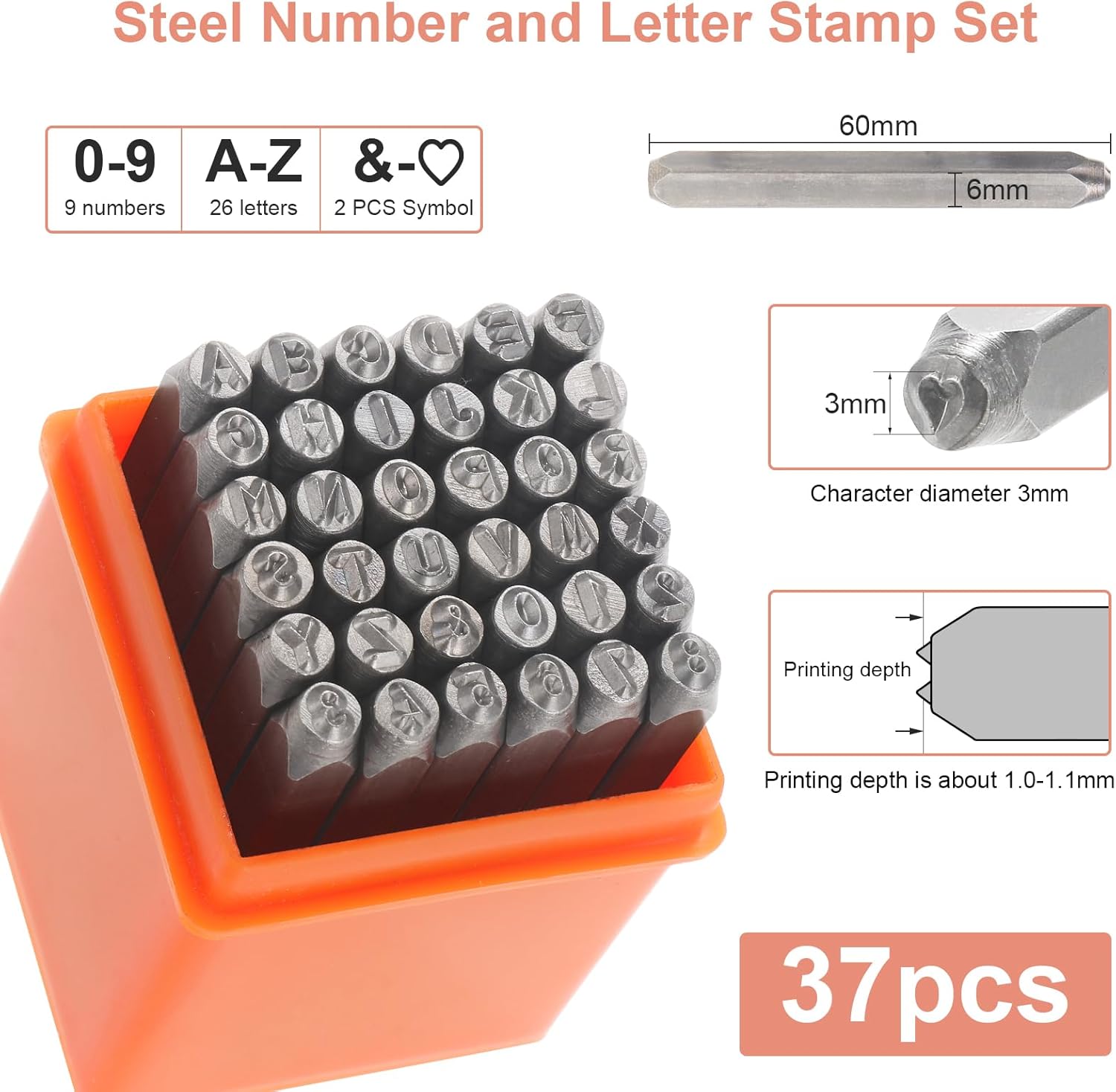 jeu de lettres à frapper A-Z, 10 mm | 00519265 - Angele Shop