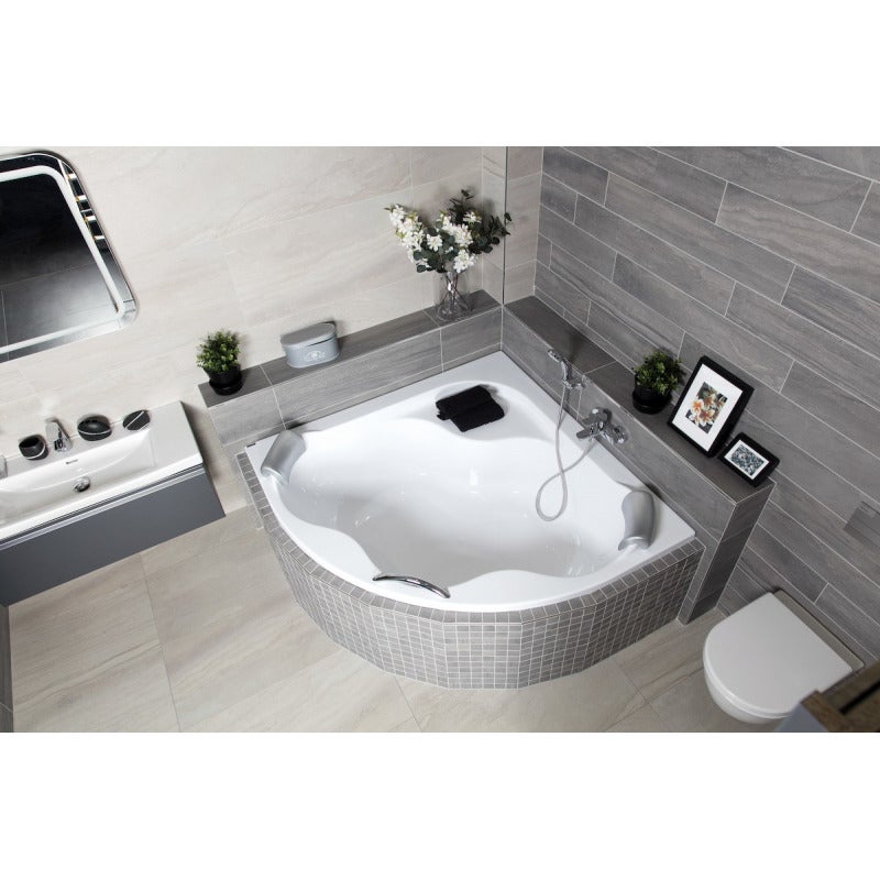 140 x 140 cm Samanta Plus baignoire d'angle en acrylique, sans pieds, blanc (SM1400PLUS) - 2