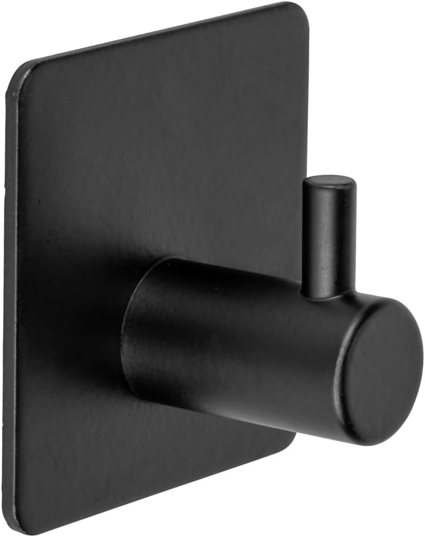 Samoprzylepny wieszak ścienny, odpowiedni do łazienki i kuchni, nie wymaga wiercenia, czarny (1 szt.)