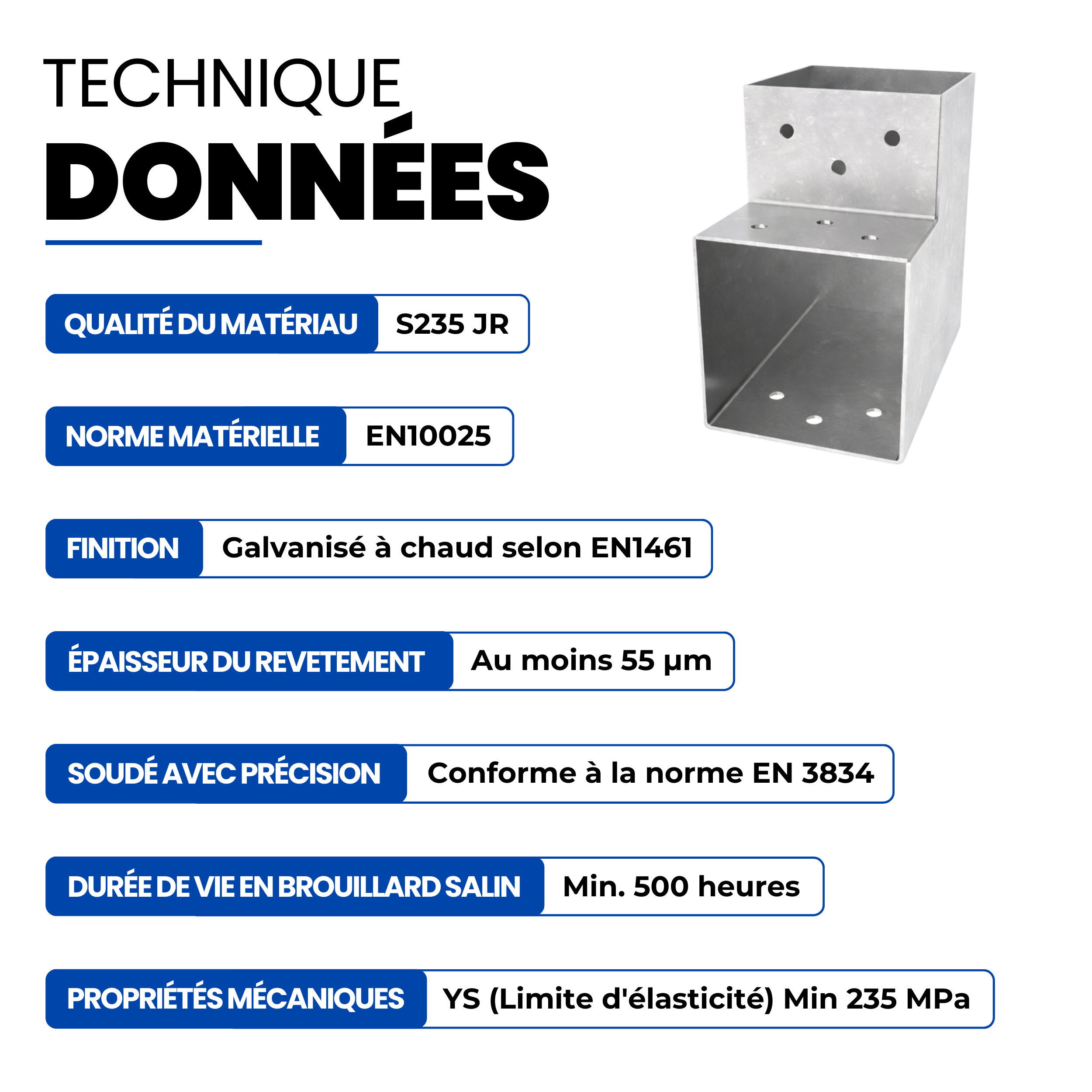 Connecteur de Poteau en L 71x71 mm Galvanisé à Chaud Pergola Forme en L Connecteur de Poteau d’Angle Pavillon Pergola Connexion D'Angle GeZu Impex - 4