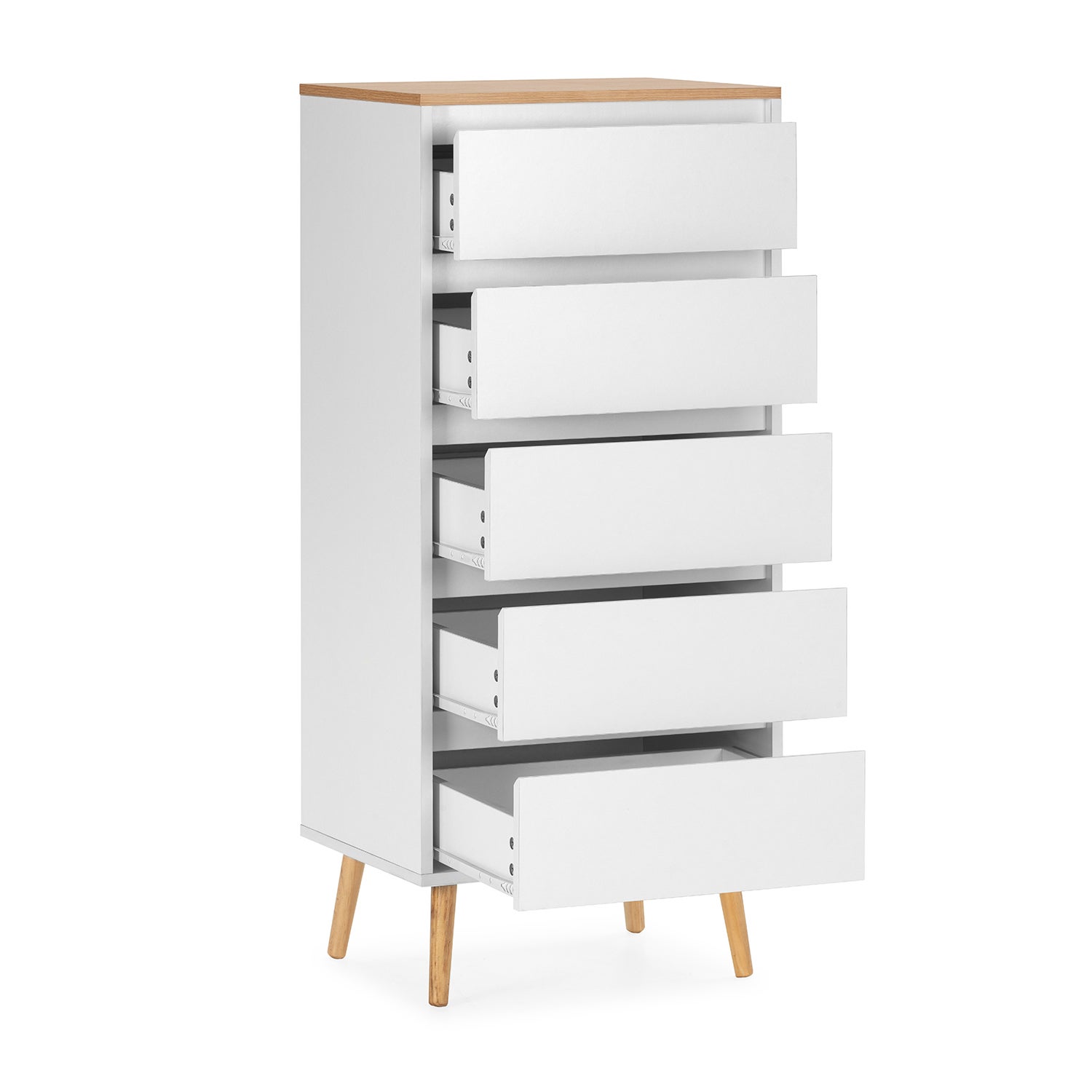 Cómoda alta Desi 5 cajones color Blanco - 3