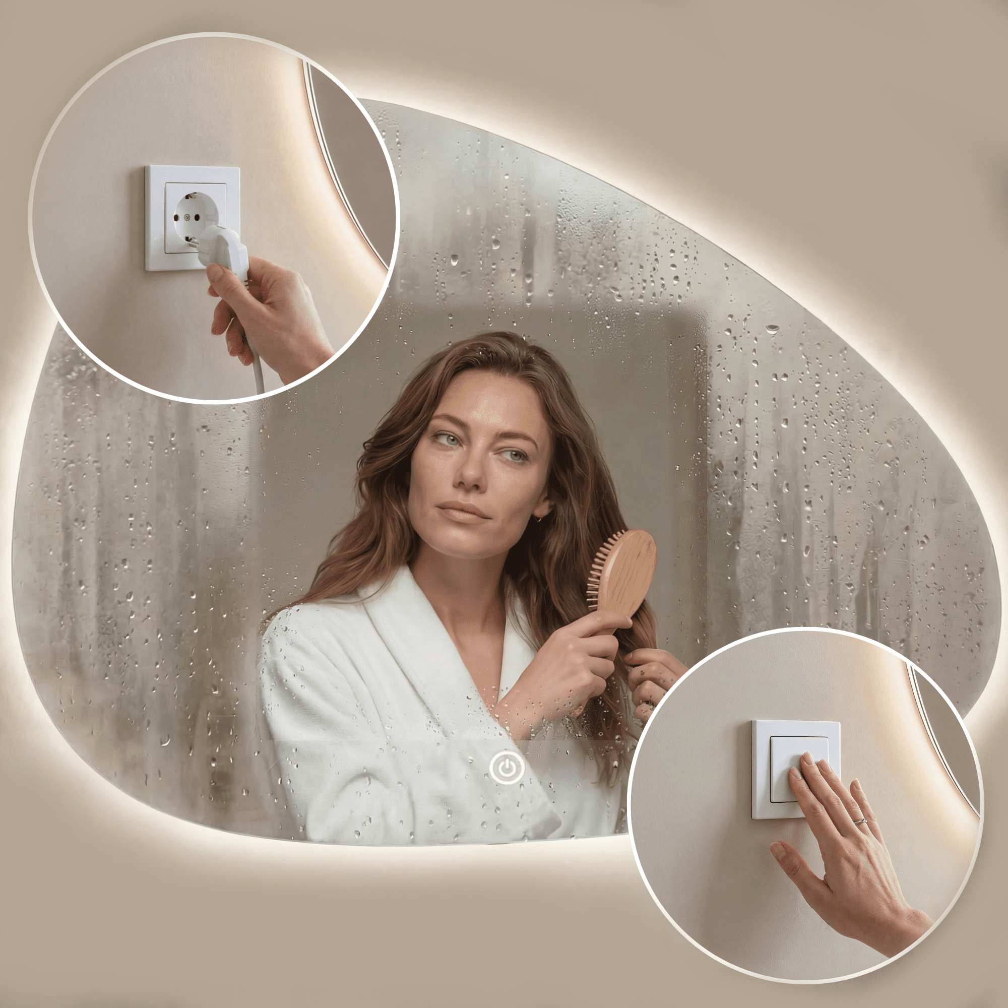 LOMAZOO Miroir salle de bain Sevilla avec LED 120 x 75 cm asymétrique - 5
