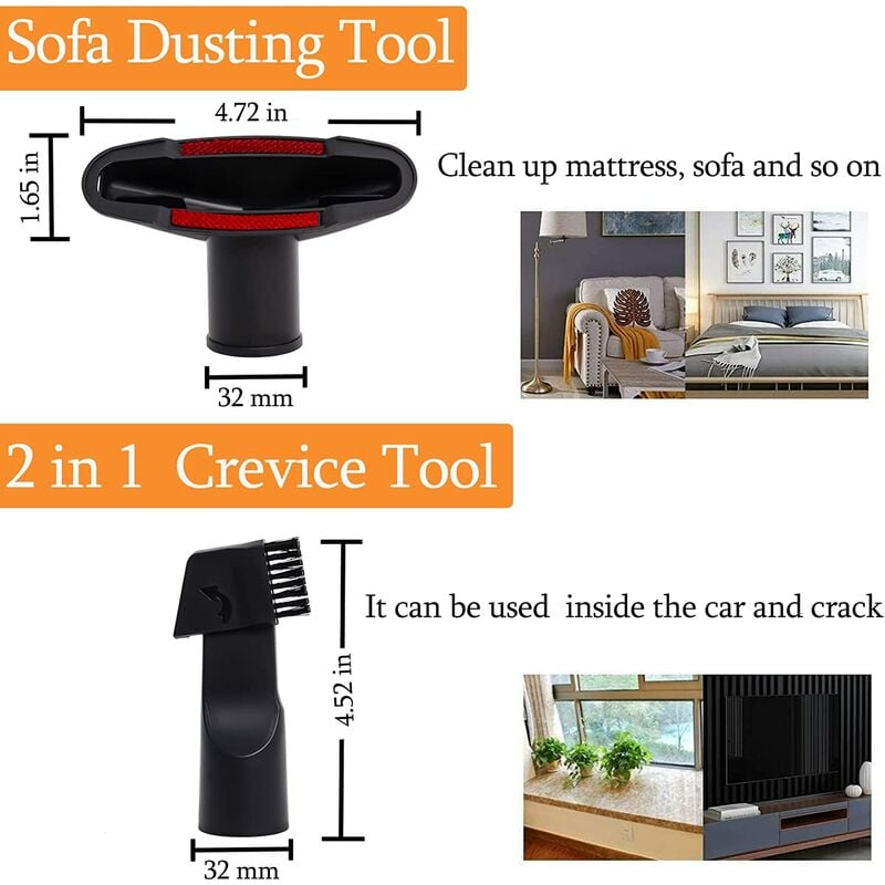 6 Pièces Accessoires pour Aspirateur-Convient aux Aspirateurs de Calibre 32 mm à 35 mm-pour Embout Aspirateur Karcher, Rowenta, Xoiture, Bosch, Miele - 3