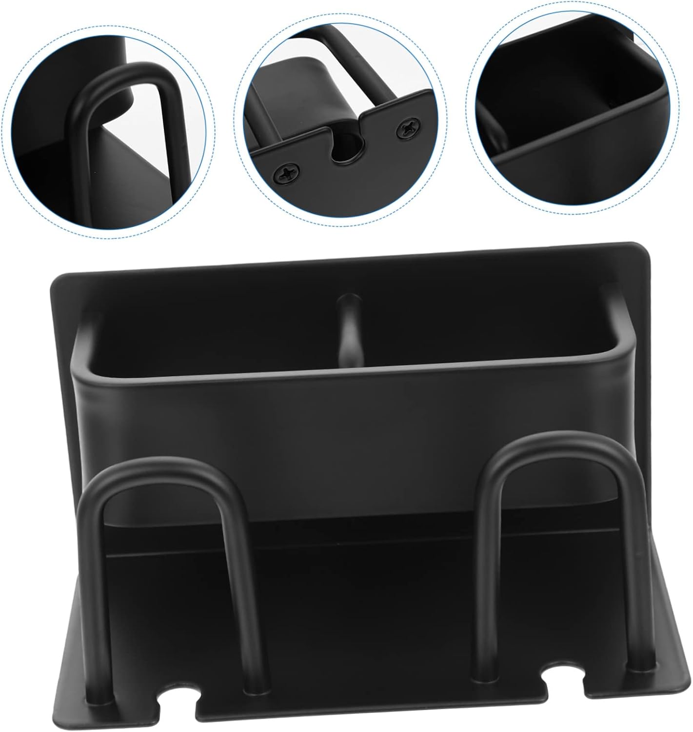 Porte Brosse à Dents Mural Multifonction Noir Support pour Gobelet de Rinçage et Dentifrice Accessoire de Salle de Bain Économiseur Espace - 4