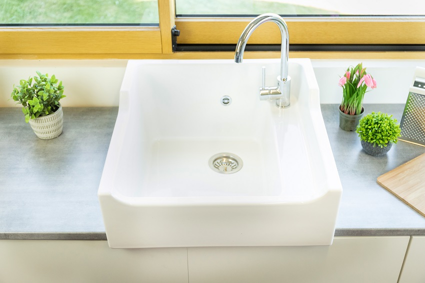 Evier Céramique Timbre D'office 1 Bac Vintage Blanc 60cm - 6