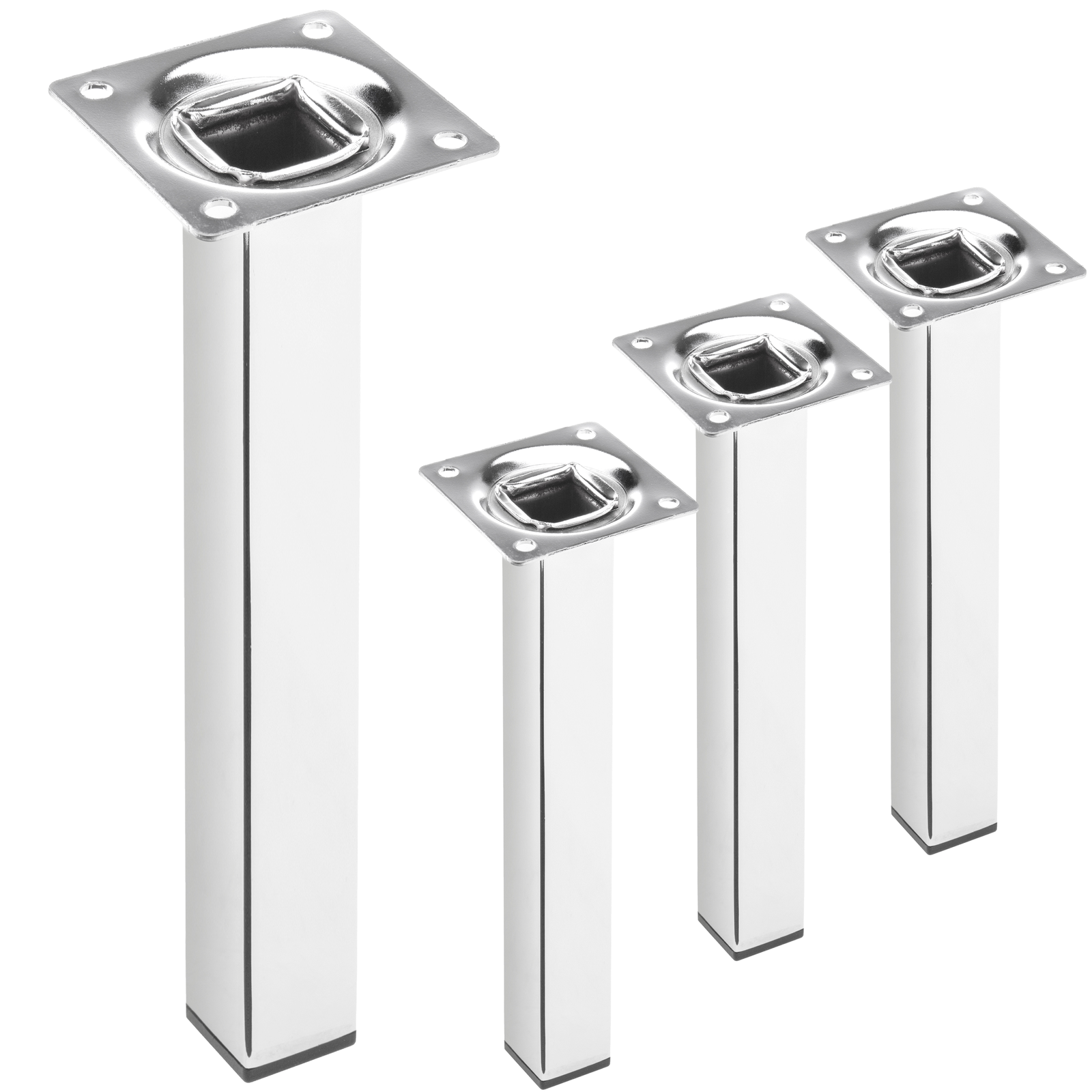 Piedi Quadrati Per Tavolo E Mobili. Pacco Da 4 Gambe In Acciaio Grigio - Foto 7