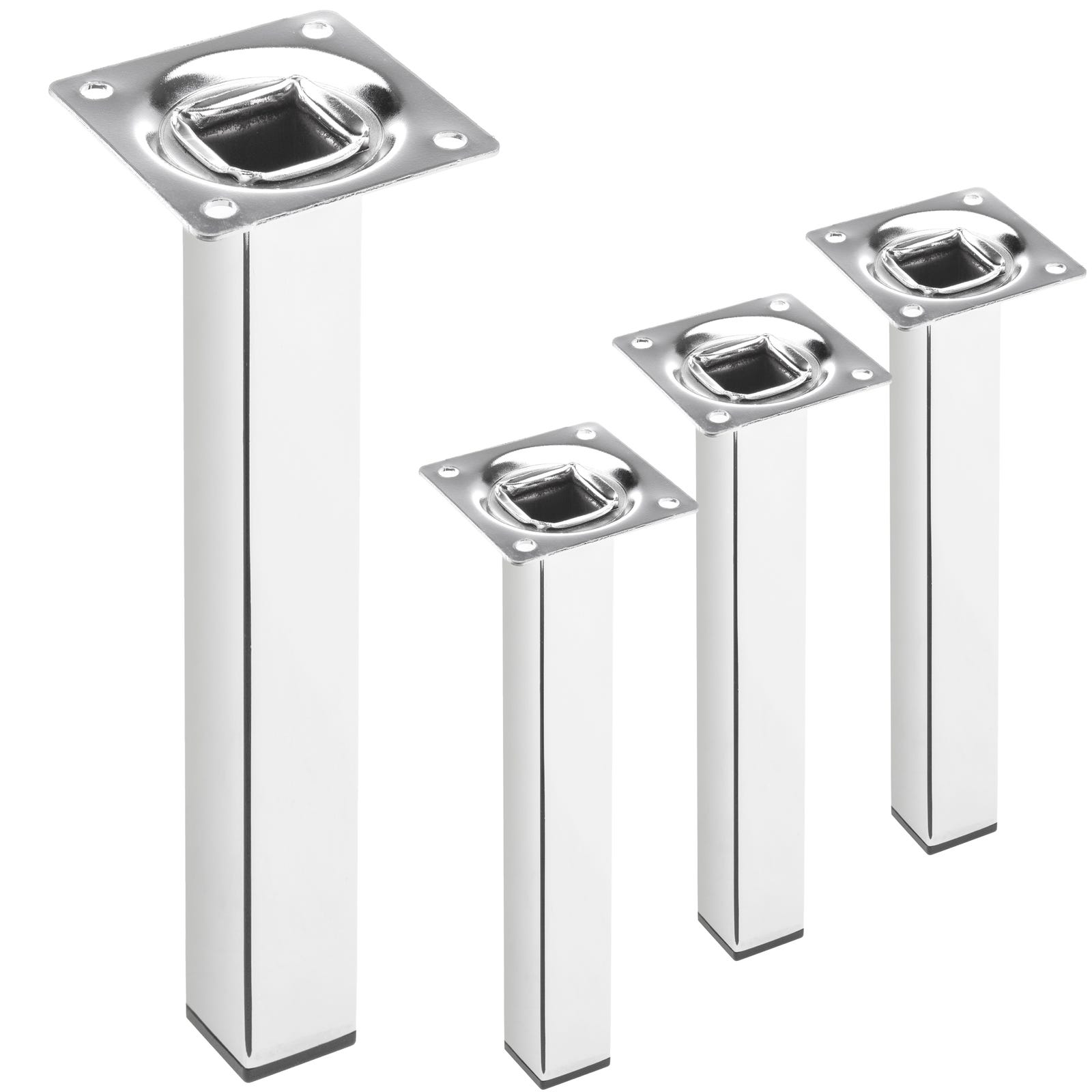 Piedi Quadrati Per Tavolo E Mobili. Pacco Da 4 Gambe In Acciaio Grigio - Foto 7