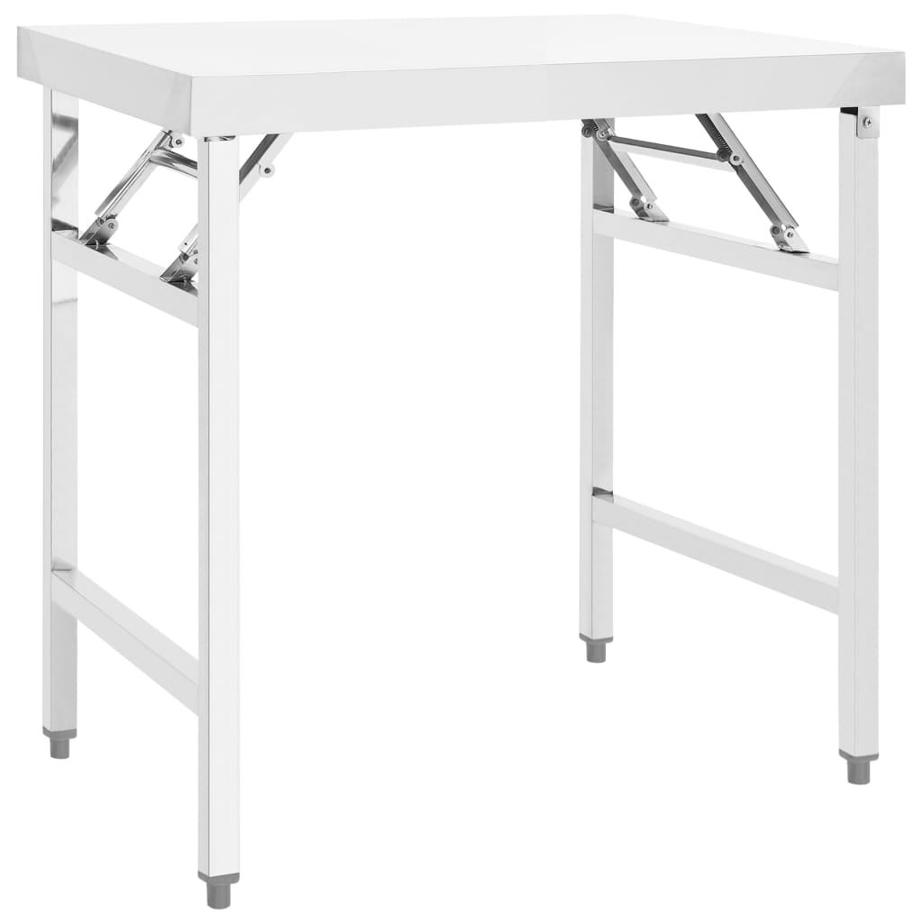 Mesa de trabajo de cocina plegable 85x60x80cm acero inoxidable