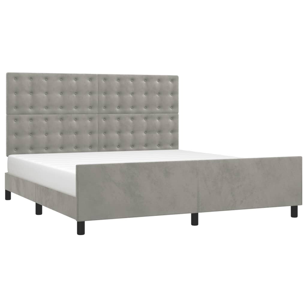 Cadre de lit sans matelas gris clair 160 x 200 cm en velours - 3