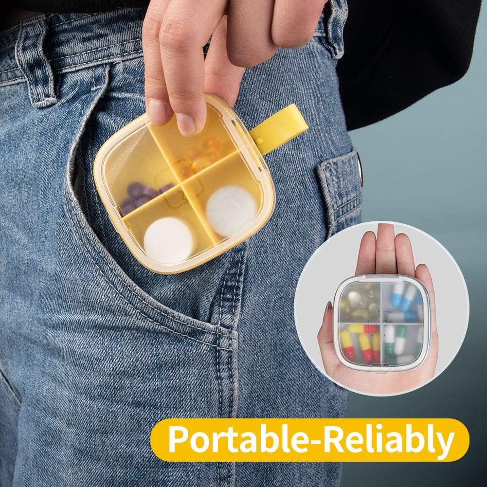 2 singoli Portapillole trasparente con scomparti, portatile, grande capacità con scomparto profondo Dispenser (6 griglie, grigio) - 4