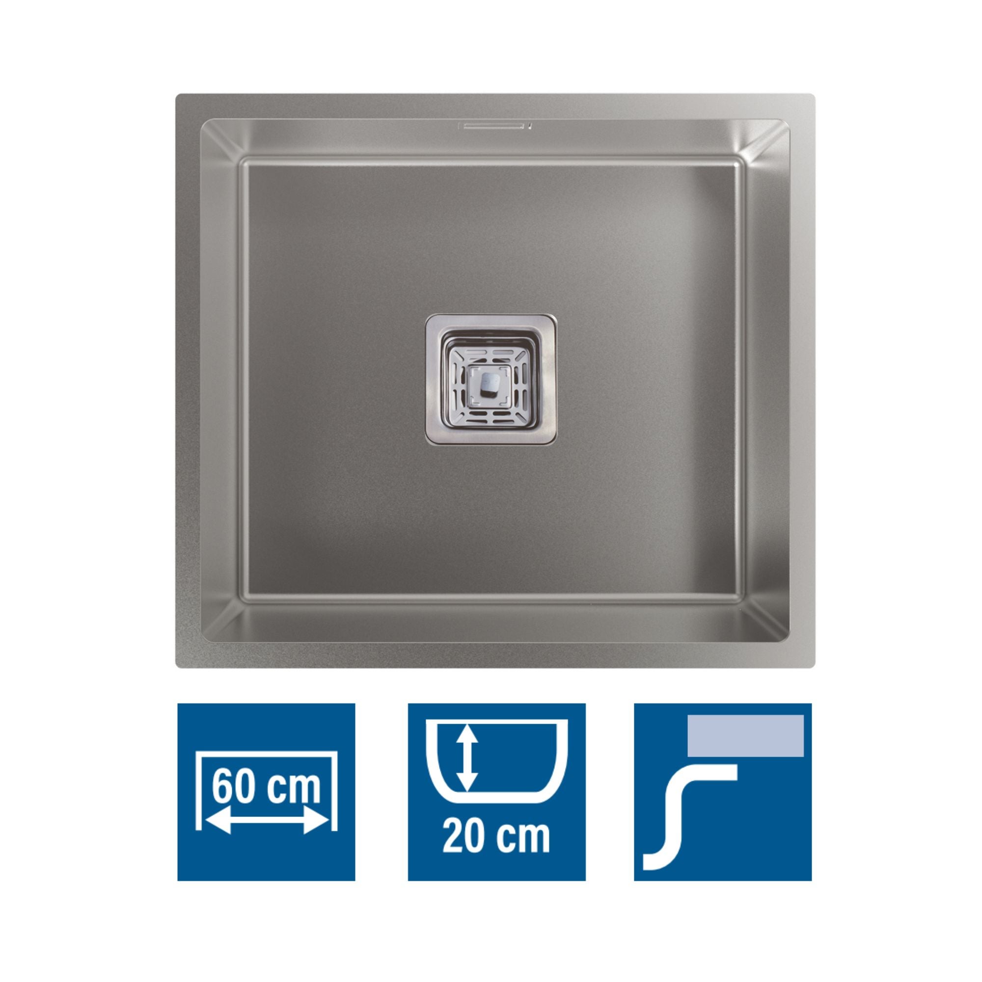 Cata  Fregadero Cb 45-40 R10 1 Seno Acero Inoxidable Cuadrado Absorbente Anticondensación Válvula Oculta 49 X 44 Cm Acero Inoxidable, Leroy Merlin