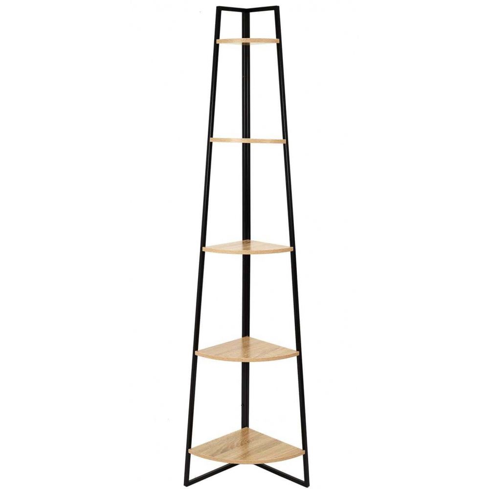 Etagere - Home Deco Factory - 5 Niveaux - Bois Et Métal - Marron Et Noir - 5