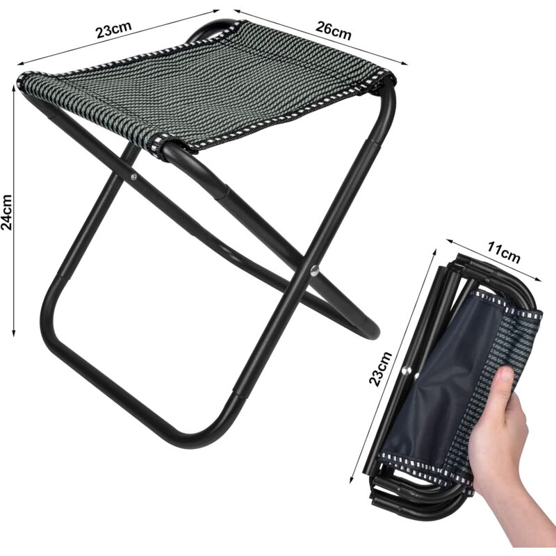 Tabouret De Camping Pliable DASIAUTOEM – 200 Kg De Charge, 26 Cm, 0,65 Kg – Avec Sac De Rangement – Pour Rando, Plage, Pêche