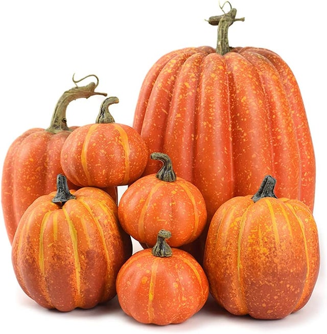 Zestaw 7 sztucznych dyń, jesienna dekoracja na Święto Dziękczynienia, Halloween i Boże Narodzenie