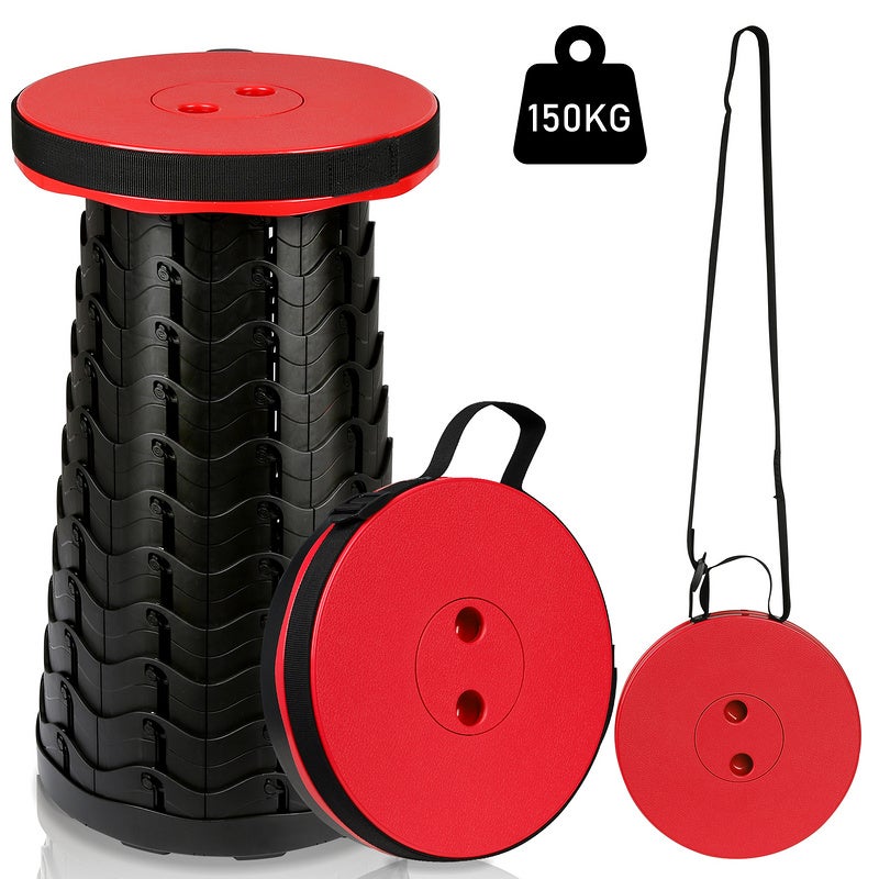 Tabouret Pliant Portable Avec Dossier - Hauteur Réglable 9-45 Cm, Capacité 500 Lbs, Pour Camping