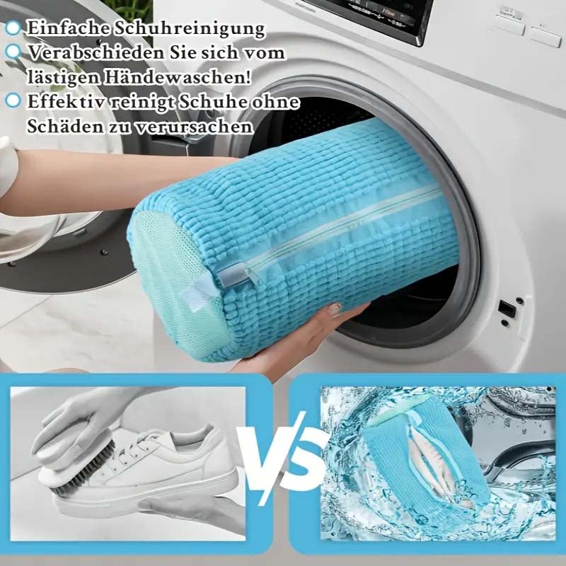 Uxreoib Sacchetto Scarpe Lavatrice 2 Pezzi, Riutilizzabili In Microfibra, Sacca per Lavare Scarpe In Lavatrice con Cerniera Invisibile per Sportive, Scarpe a Rete(Blu