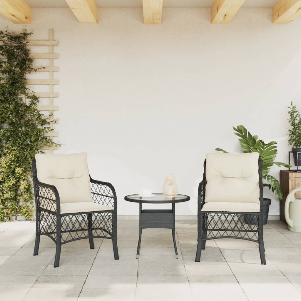 Fauteuils de jardin avec coussins 2 pcs rotin synthétique noir - COMFORTXL - 3