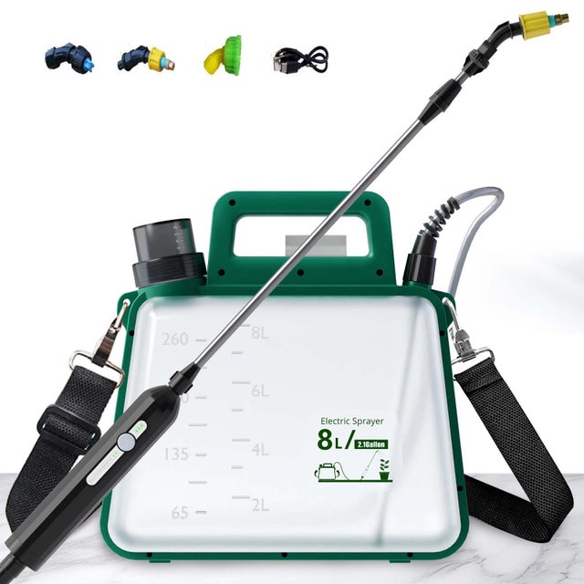 BEXTCOK Spruzzatore da giardino, spruzzatore elettrico per diserbanti, spruzzatore telescopico per giardini e fattorie (verde, 8 litri)