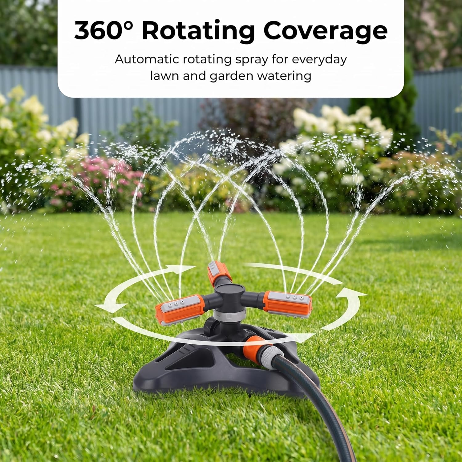 Arroseur automatique, arroseur de jardin, arrosage automatique de la pelouse, 3 buses, système d'irrigation rotatif à 360 ° - 6