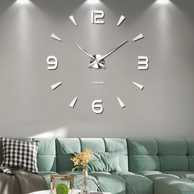 Dente specchio Fai da te adesivo da parete in acrilico silenzioso orologio da parete 3d decorazione per la casa