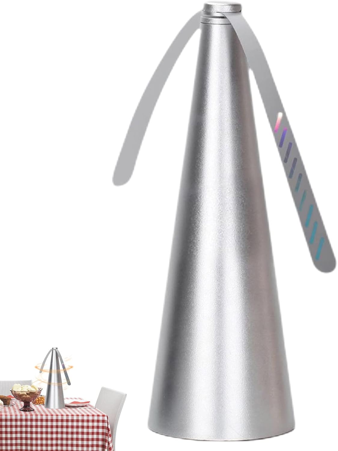 Lot de 2 Ventilateur Anti-Mouche - Hélice anti-mouches pour table d'extérieur - pour éloigner les mouches et les insectes de la nourr - argent - 2