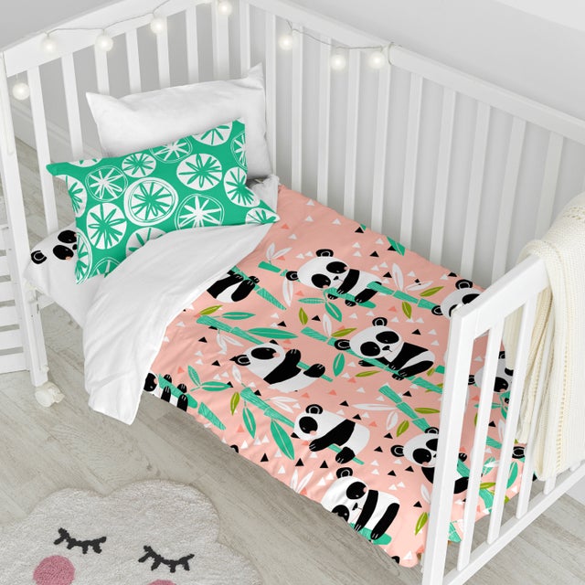 Panda garden Parure housse de couette Berceau 100x120 cm