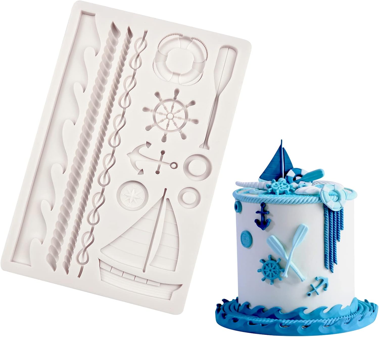 Formy silikonowe w kształcie żaglówki - Motyw piracki - Forma do fondantu - Łańcuch linowy - Forma do dekorowania ciast na cukierki, cukier, ciasto
