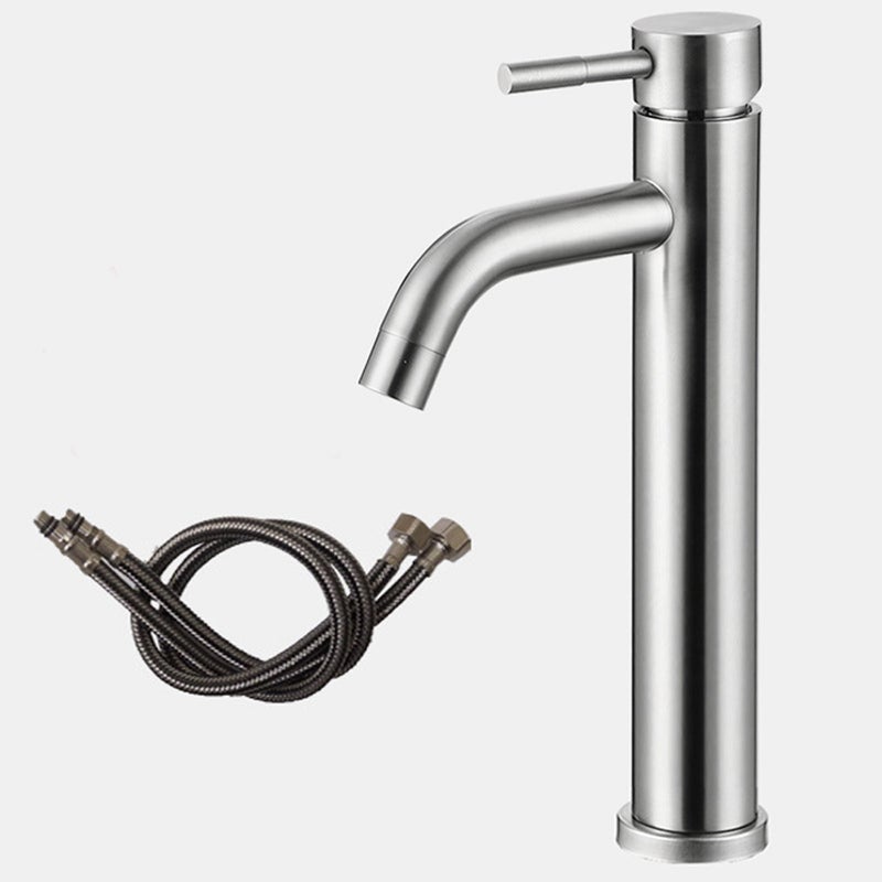 Jednouchwytowa bateria umywalkowa do łazienki, wysoka wylewka, przyłącze ciepłej i zimnej wody, kolor srebrny