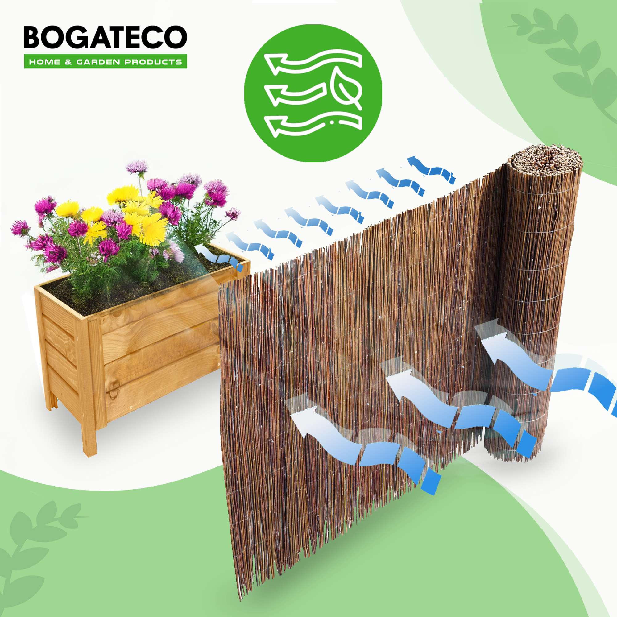 BOGATECO Clôture d'intimité en osier en bois 180 cm de haut et 500 cm de long | Parfait pour le jardin, le balcon et la terrasse | Fabriqué en Europe - 8