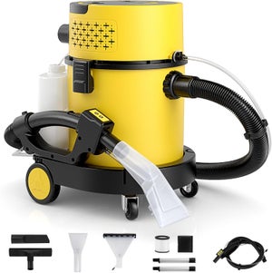 Nettoyeur de Tapis Sec et Humide 1200W, 17Kpa Aspirateur Tapis, Réservoir d'Eau 20L, 9 Accessoires avec Filtres HEPA et Eponge, Canapé, Voiture