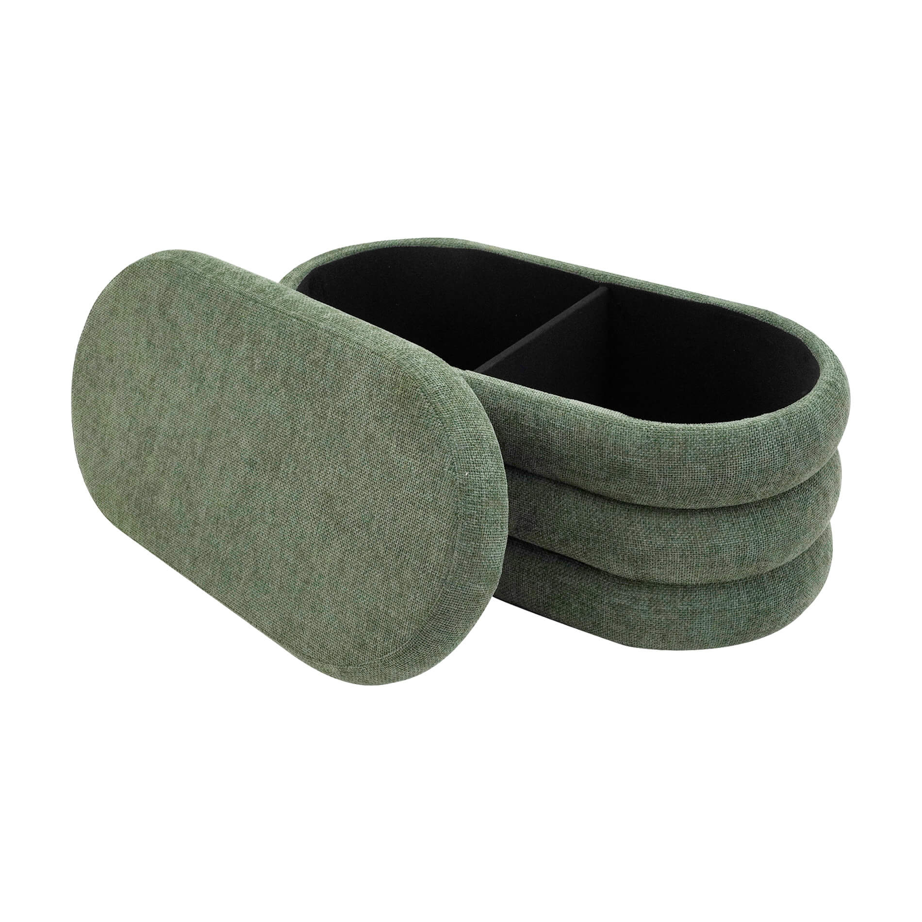 Pouf avec rangement Rebecca Mobili Zeytin 38x76x38 Tissu Polyester MDF Vert Foncé Moderne - 4