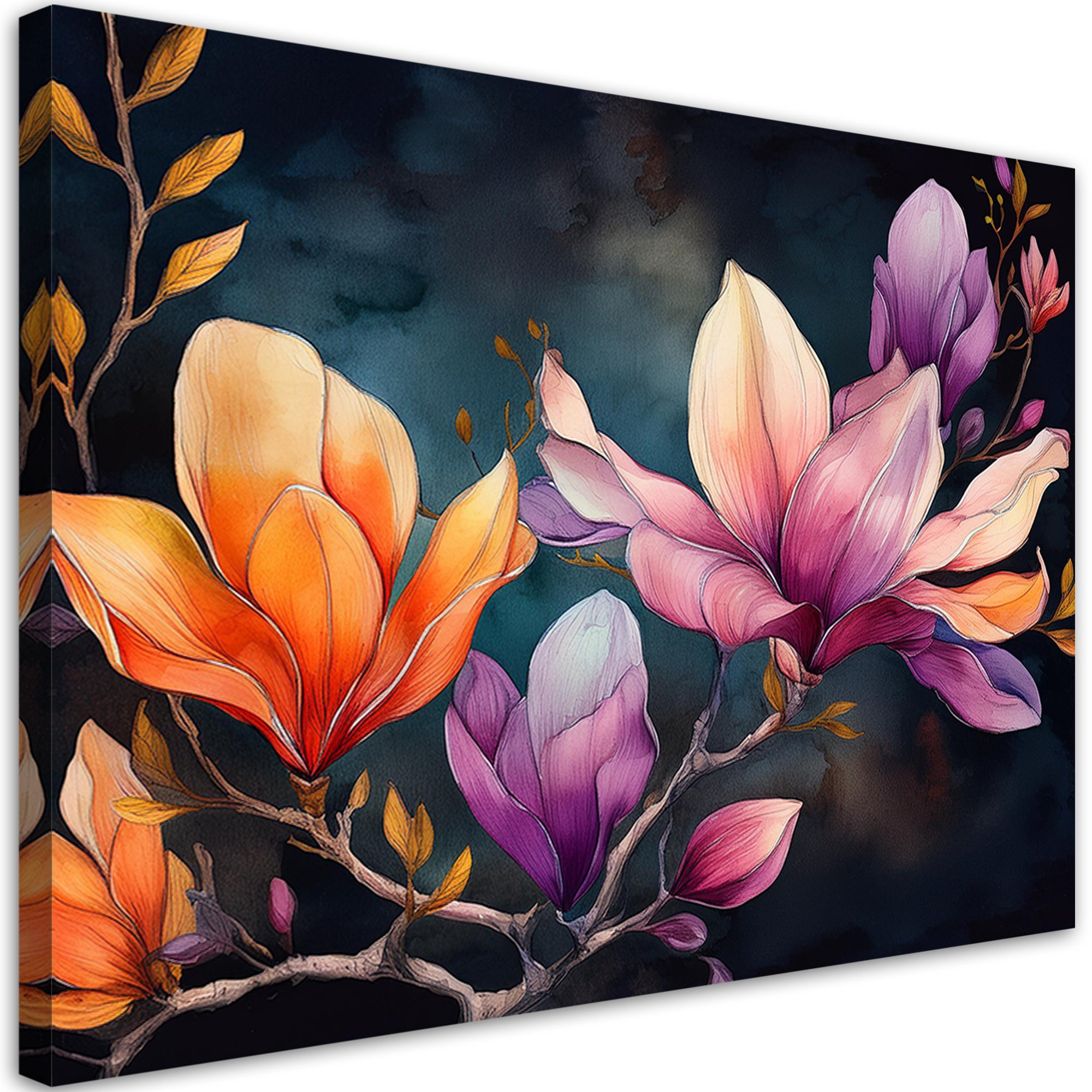 Obraz na płótnie, Malowany Kwiat Magnolii 60x40