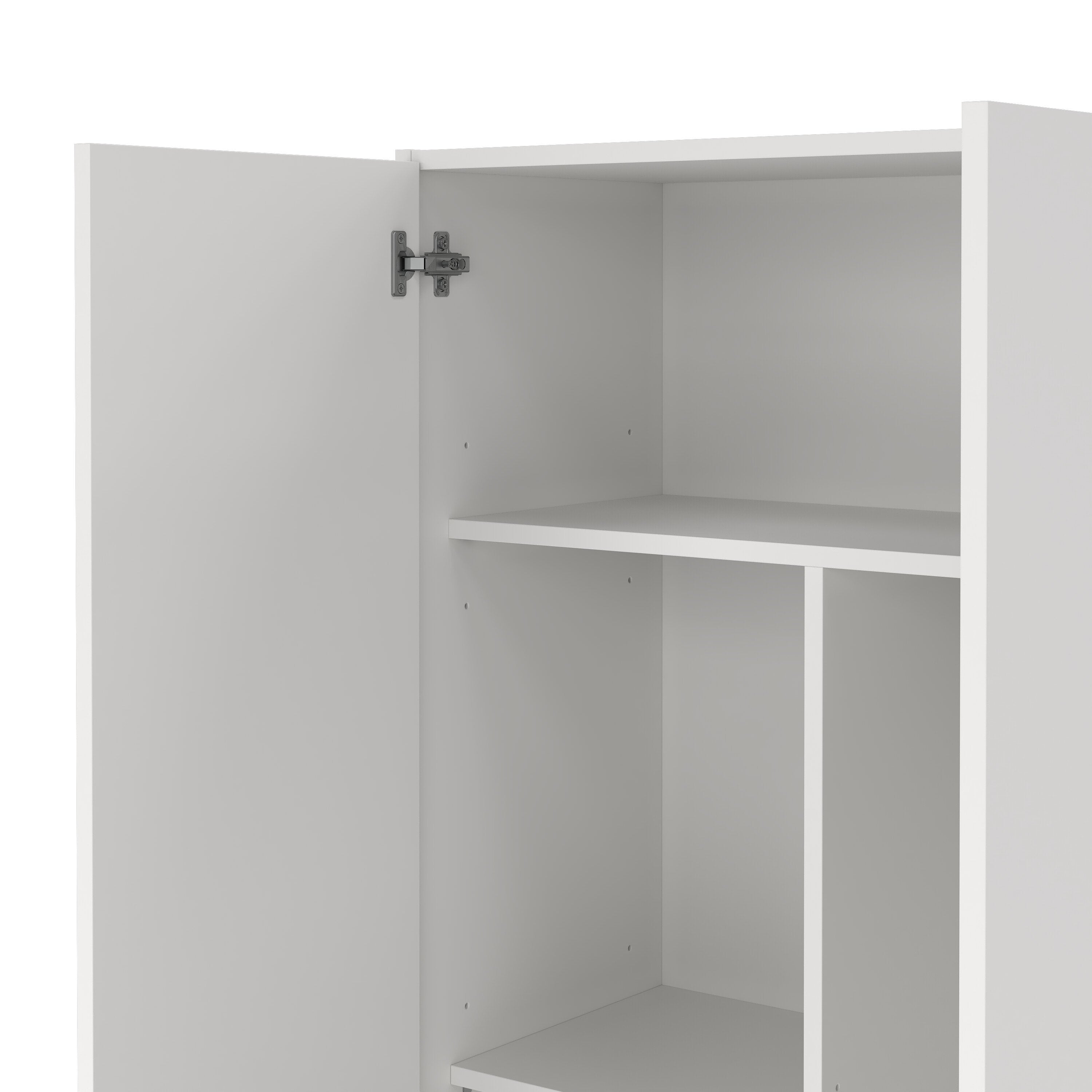 Armario multiusos 2 puertas Abadubidu, mueble para escobas, zapatero con estantes, zapatero, cm73x37h180 cm, Blanco - 8
