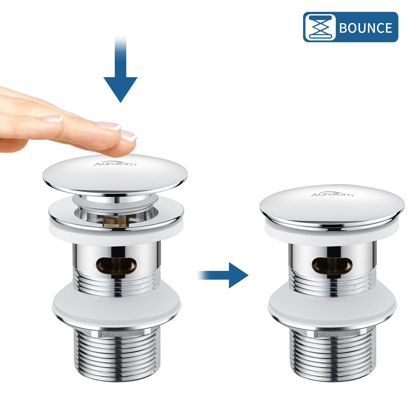 Auralum max Bonde Lavabo avec Trop Plein,Bonde Lavabo Salle Bain avec Couvercle Céramique Universelle Standard-G 1 ¼ - 2