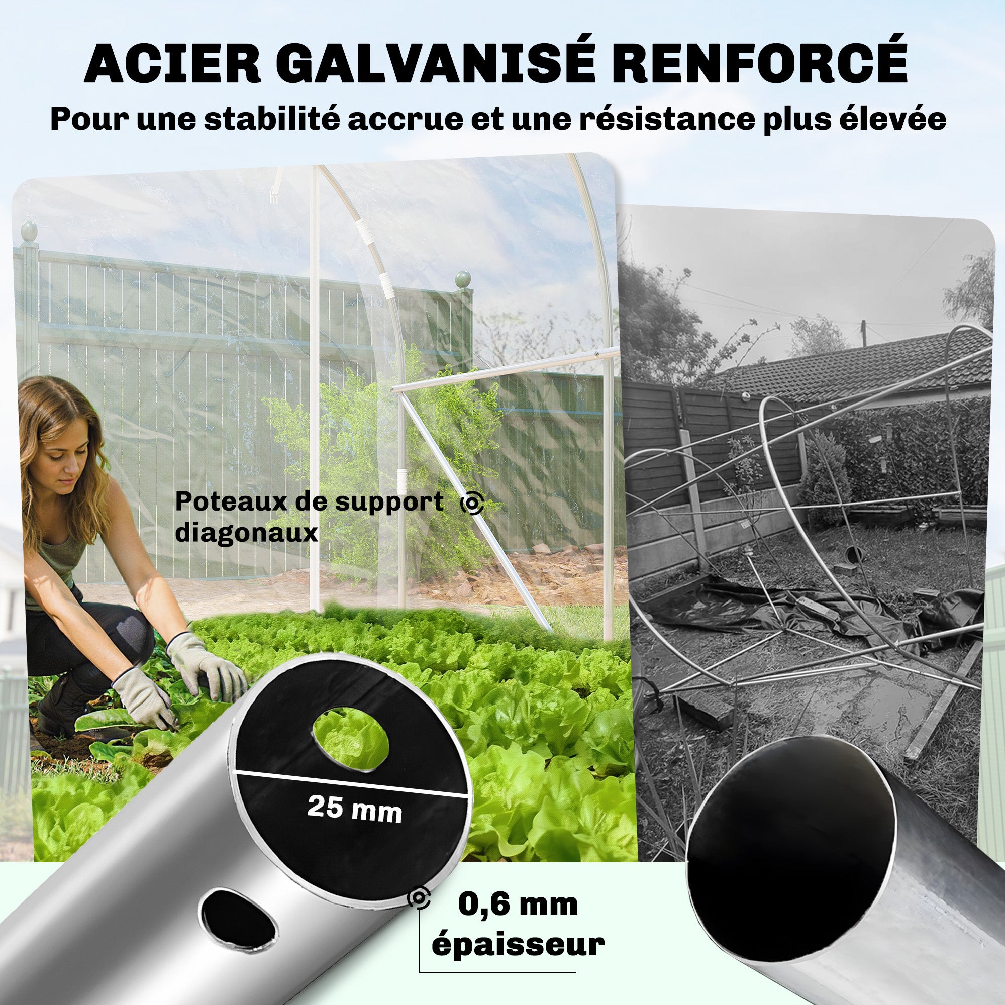Serre tunnel de jardin acier Outsunny - 4