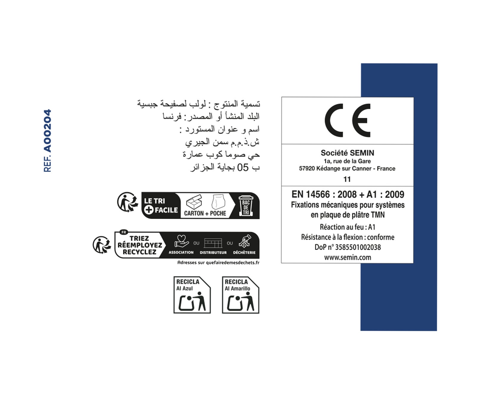 Vis auto perceuse Semin pour la Fixation des plaques de plâtre sur l'ossature - intérieur - 35 mm x 3.5 mm - boîte de 1000 pièces - 8